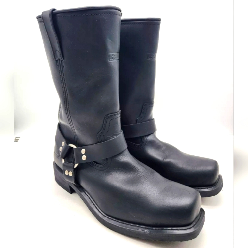 Ride Tecs 13 M Black Leather Motorcycle Boots Harness Mid Calf Cowboy Western